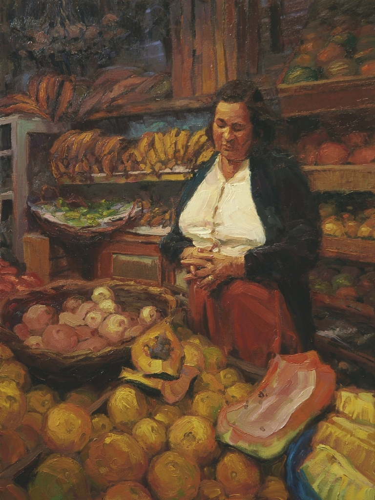 The Fruit Vendor by Steve Henderson Oil ~ 30 x 22